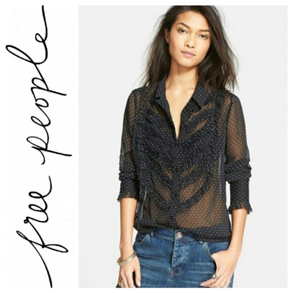 Free People Tops - Free People | sheer ruffle tuxedo blouse